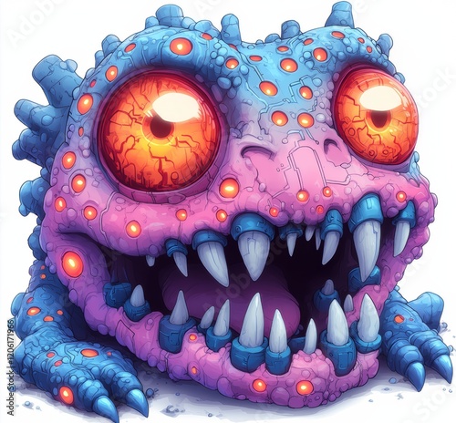 chibi monster design with a pure white background for t-shirt printing