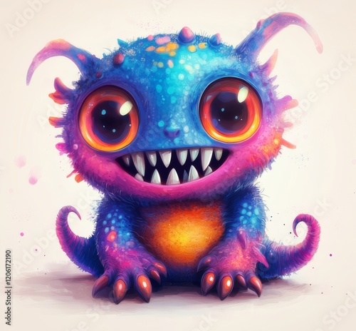 chibi monster design with a pure white background for t-shirt printing