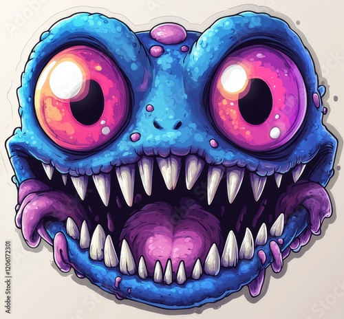 chibi monster design with a pure white background for t-shirt printing