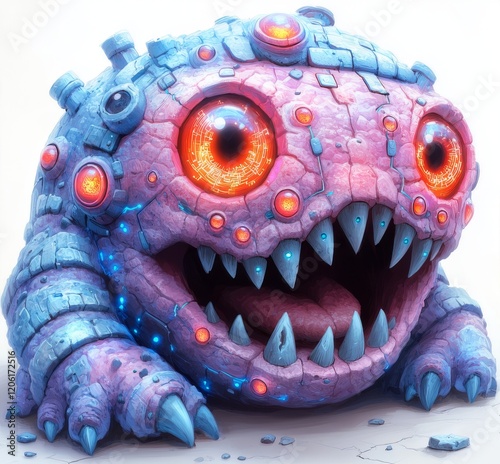 chibi monster design with a pure white background for t-shirt printing