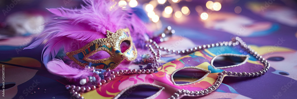 Festive Carnival Masks Feathers Beads Party Decor Festive Carnival Masks Feathers Beads Party Decor