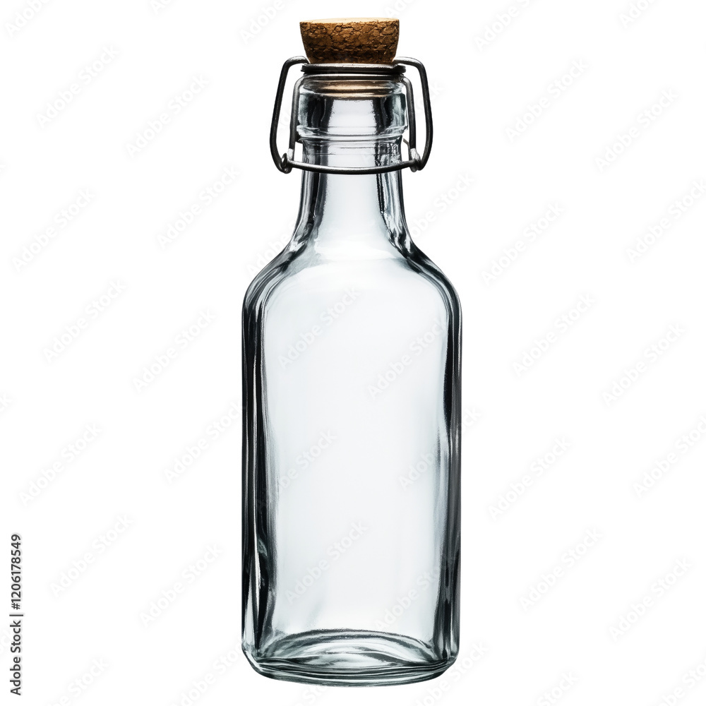 Empty clear glass bottle on transparent background Empty clear glass bottle on transparent background