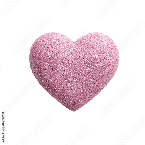 Heart with pink glitter on white or transparent background. Perfect for romantic themes, holidays or creative projects.