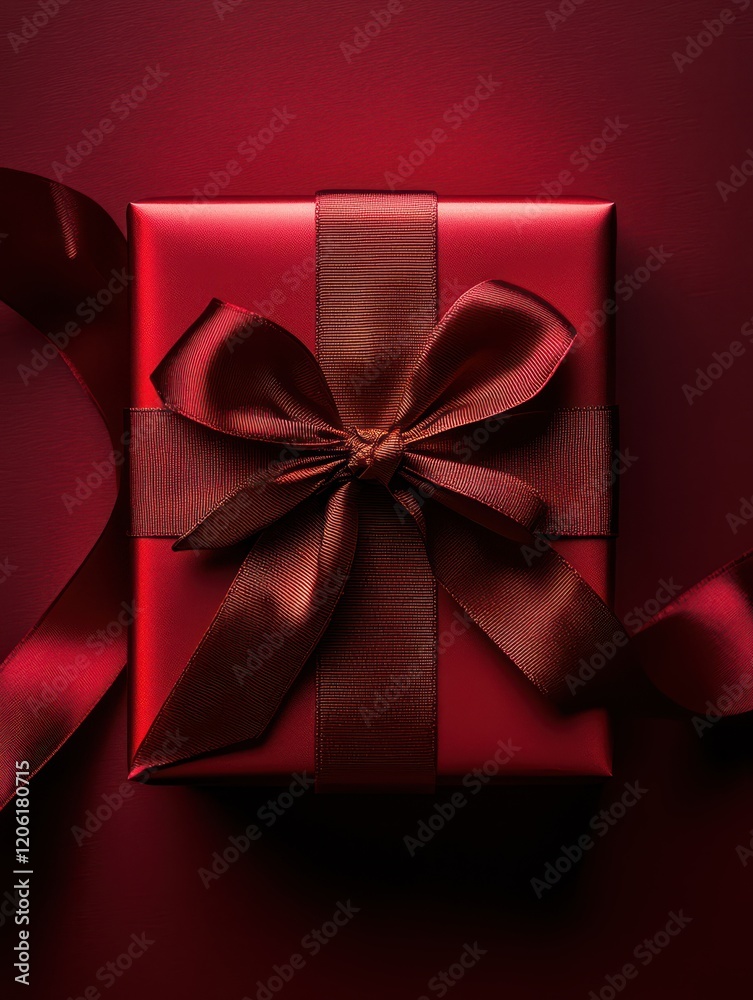 Red Gift Boxes with Elegant Ribbons and Festive Decorations