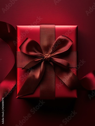 Red Gift Boxes with Elegant Ribbons and Festive Decorations