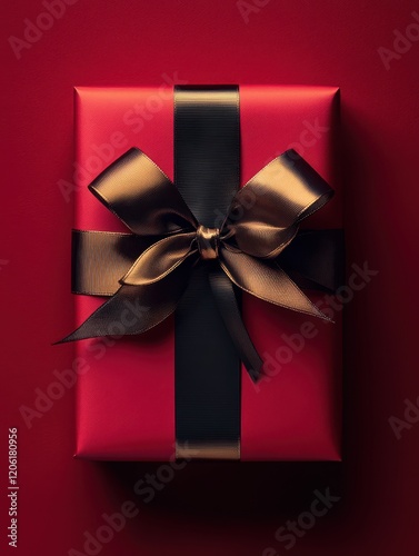 Obraz na płótnie Red Gift Boxes with Elegant Ribbons and Festive Decorations w salonie