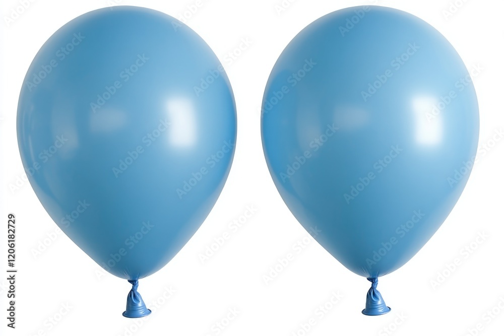A pair of blue balloons against a white background A pair of blue balloons against a white background