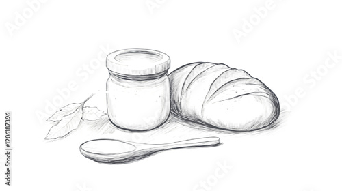 continuous line illustration of a fresh sourdough loaf. bakery item.