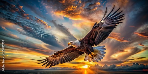Majestic Eagle in Flight: 8K Ultra HD Long Exposure Wallpaper