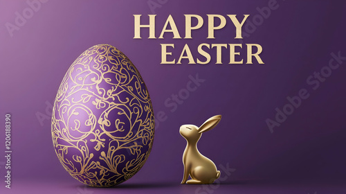Happy Easter poster. Easter Celebrations art. Bunny and Eggs concept. A season of new beginnings.