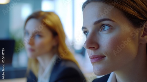 Wallpaper Mural Two women sit together at a table, possibly having a conversation or sharing a meal Torontodigital.ca
