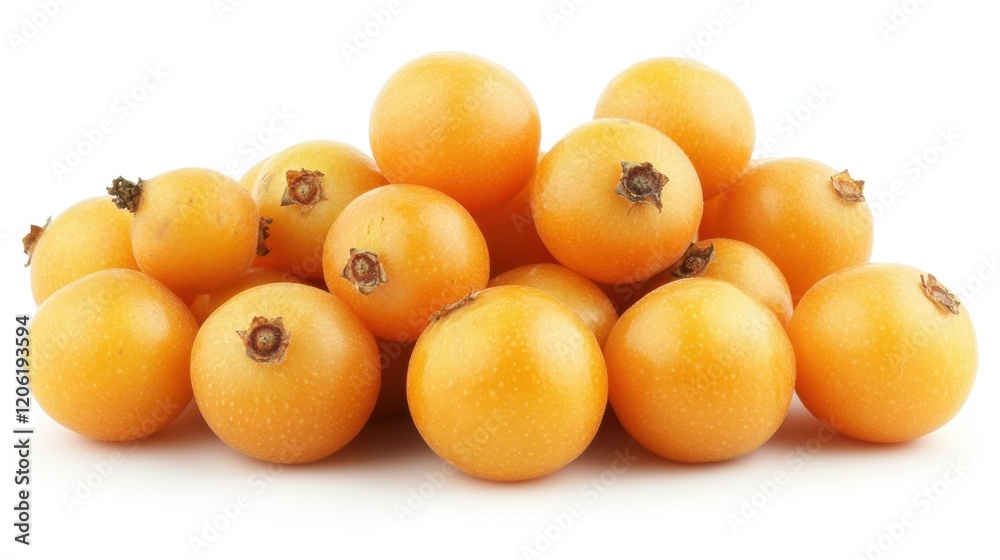 Fresh Juicy Loquat Fruits Piled Together on White Background Fresh Juicy Loquat Fruits Piled Together on White Background