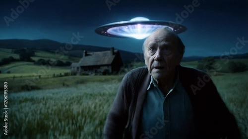 Old man runs away from ufo. Alien abductions