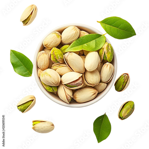 Wallpaper Mural Pistachio with leaves on bowl isolated on transparent background. Torontodigital.ca