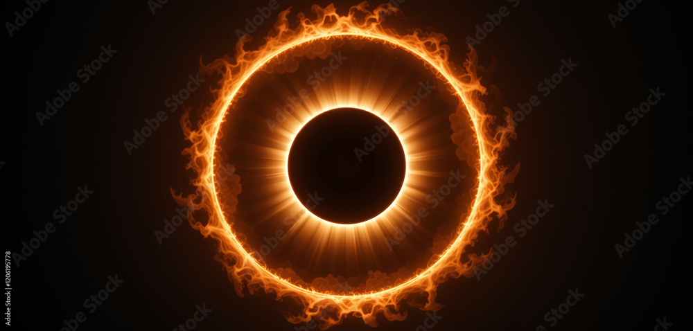 Fototapeta premium A breathtaking solar eclipse occurs, revealing a ring of fire around the moon as it partially covers the sun, astonishing skywatchers in various locations during the event