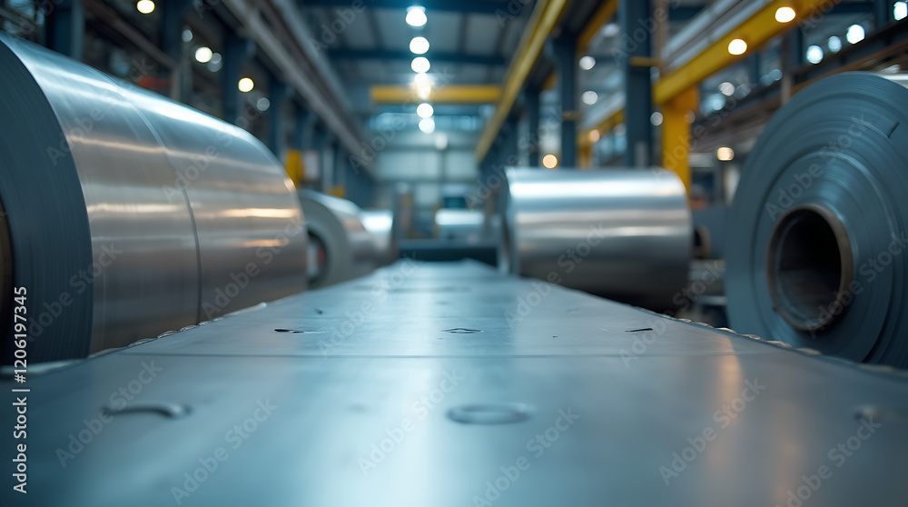 Fototapeta premium Steel or galvanized roll in the factory 