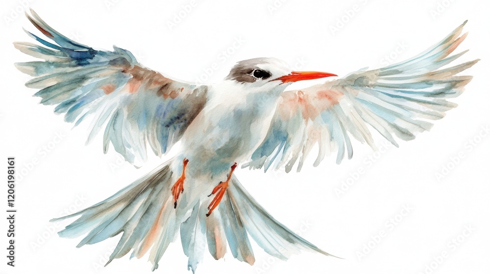 Obraz premium Elegant Watercolor Bird with Outstretched Wings in Flight