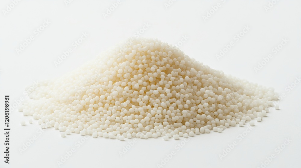 Fine Granules of Tapioca Starch Piled on White Background Fine Granules of Tapioca Starch Piled on White Background