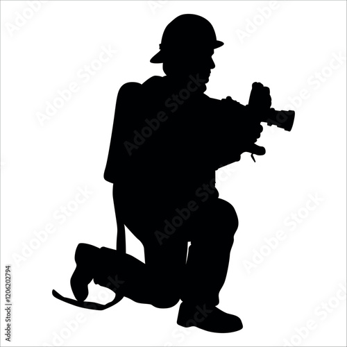 Black Firefighter silhouette Vector illustration