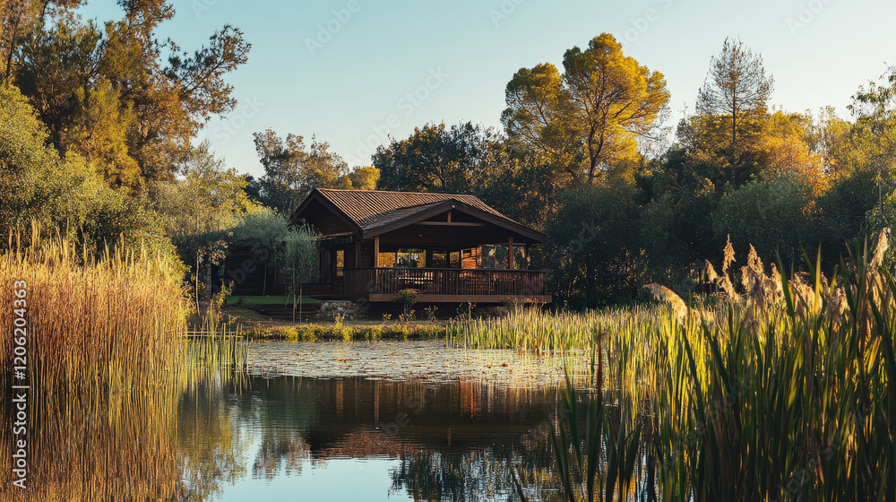 Obraz premium Lakeside Country House with a Private Dock