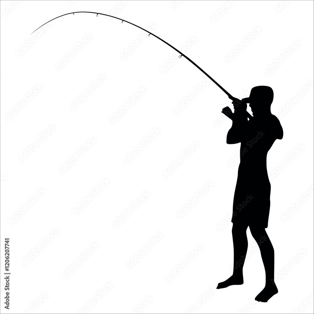 Obraz premium fisherman hunting fish vector illustration
