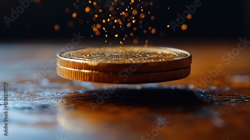 A collection of coins representing different cryptocurrencies, including Bitcoin, Ethereum, and Litecoin, floating in space. 445