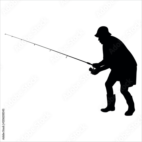 fisherman hunting fish vector illustration