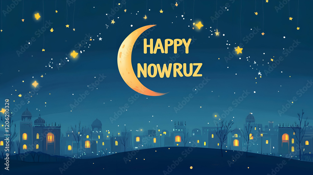 Naklejka premium Happy Nowruz Poster. Nowruz celebration art. Persian starting of new year. Beginning of Spring.