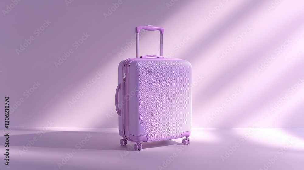Pastel purple suitcase ready for a stylish getaway. Perfect for a weekend trip or a longer adventure! Pastel purple suitcase ready for a stylish getaway. Perfect for a weekend trip or a longer adventure!