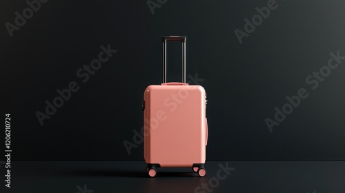 Pastel pink carry-on suitcase stands alone against a dark background. Ready for travel and adventure!