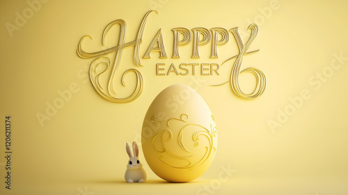 Happy Easter Poster. Rabbit and Egg concept. Aseason of rebirth and new beginnings. Easter celebrations poster art. 