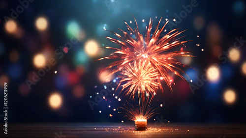 Fireworks exploding from a coin festive celebration,