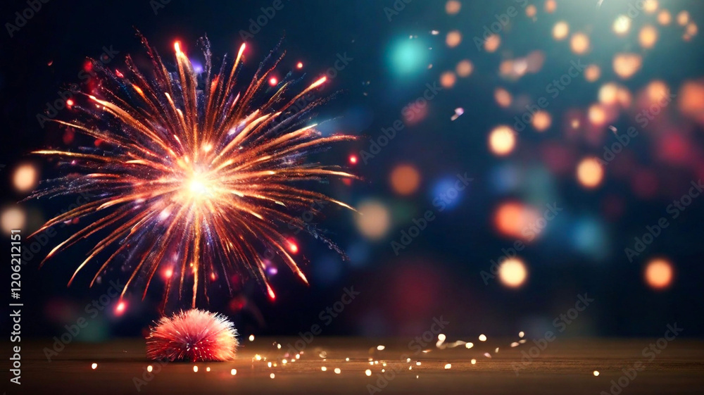 Obraz premium Festive Fireworks Display Night Celebration Sparkles,