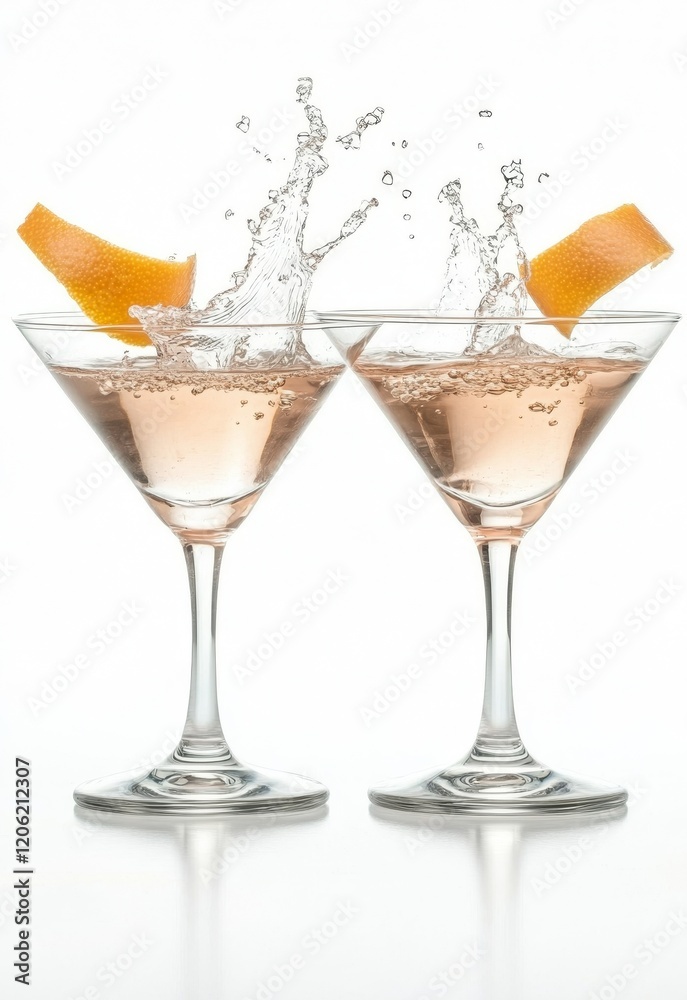 An orange cortex descending into a luminous pink cocktail, framed by an all-white space An orange cortex descending into a luminous pink cocktail, framed by an all-white space