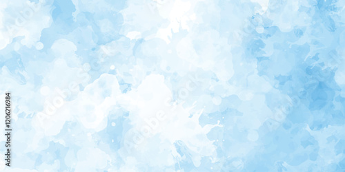 Abstract watercolor digital art painting for texture sky background Summer blue sky cloud light white background.
