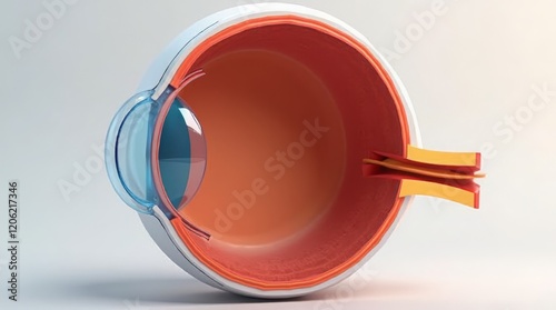 Human eye anatomy. Inner structure. 3d illustration