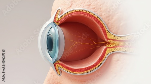 Human eye anatomy. Inner structure. 3d illustration