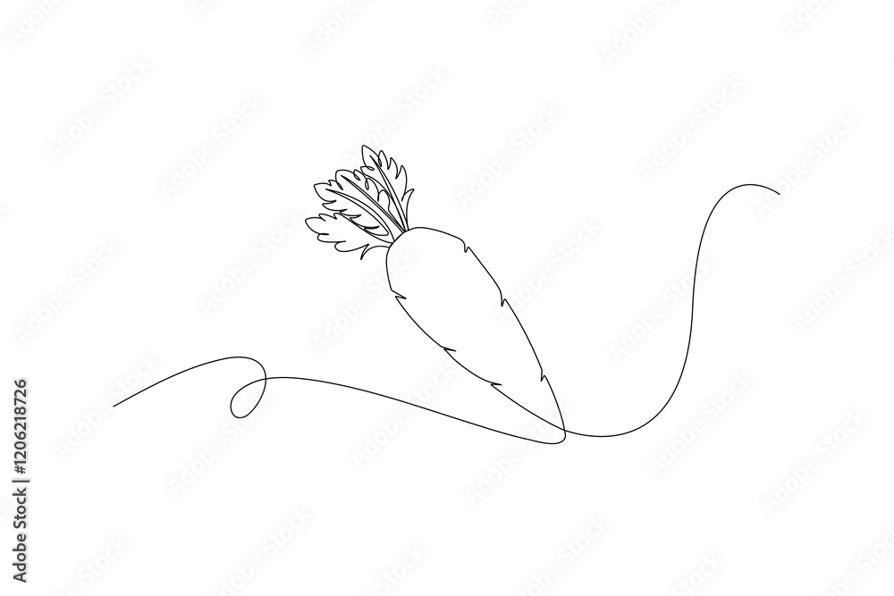 Obraz premium Carrot Continuous one line design Vector Illustration