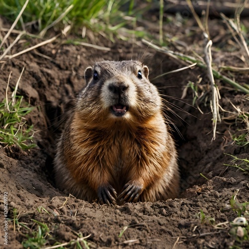 shot of a groundhog burrow entrance