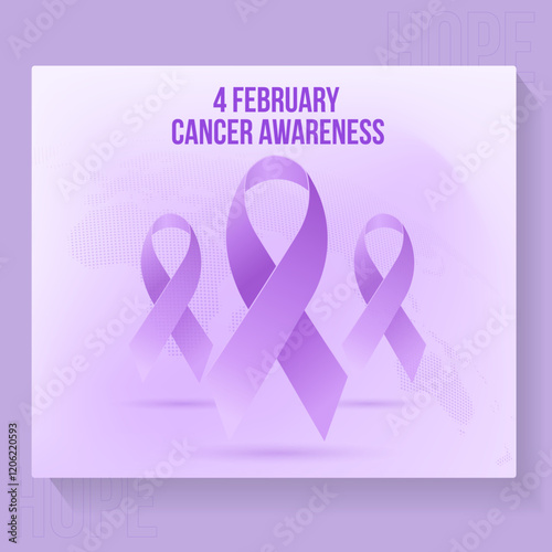 4 February Cancer Awareness day, World Women's Day With cancer ribbon, Cancer awareness day background