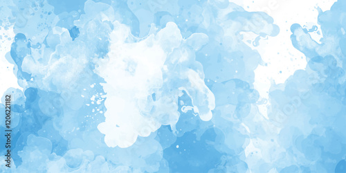 white cloud on blue sky watercolour painting blue sky overcast above the cloud in vector view beautiful cloudscape for background
