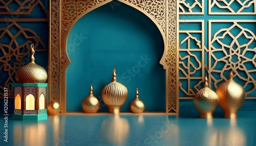 Happy ramadan kareem golden background design
