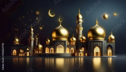 Happy ramadan kareem golden background design