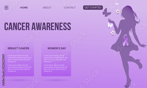 World Cancer Awareness Day Landing page, Cancer day background webpage