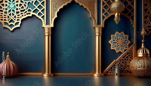 Happy ramadan kareem golden background design