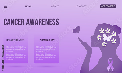 World Cancer Awareness Day Landing page, Cancer day background webpage