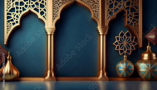 Happy ramadan kareem golden background design