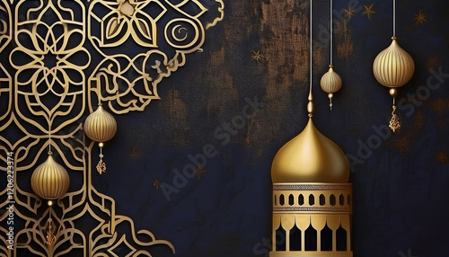 Happy ramadan kareem golden background design