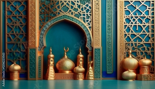 Happy ramadan kareem golden background design