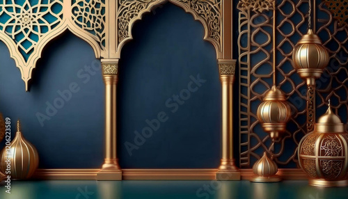 Happy ramadan kareem golden background design